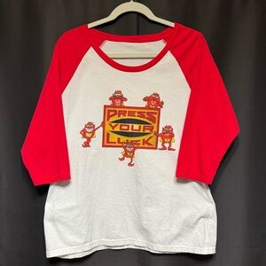 Graphic Press Your Luck Whammy Raglan Tee | Retro Game Show Baseball T-Shirt M/L